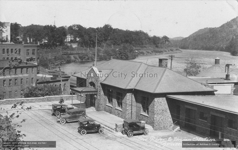 Postcard: The River and Union Station, Brattleboro, Vermont
